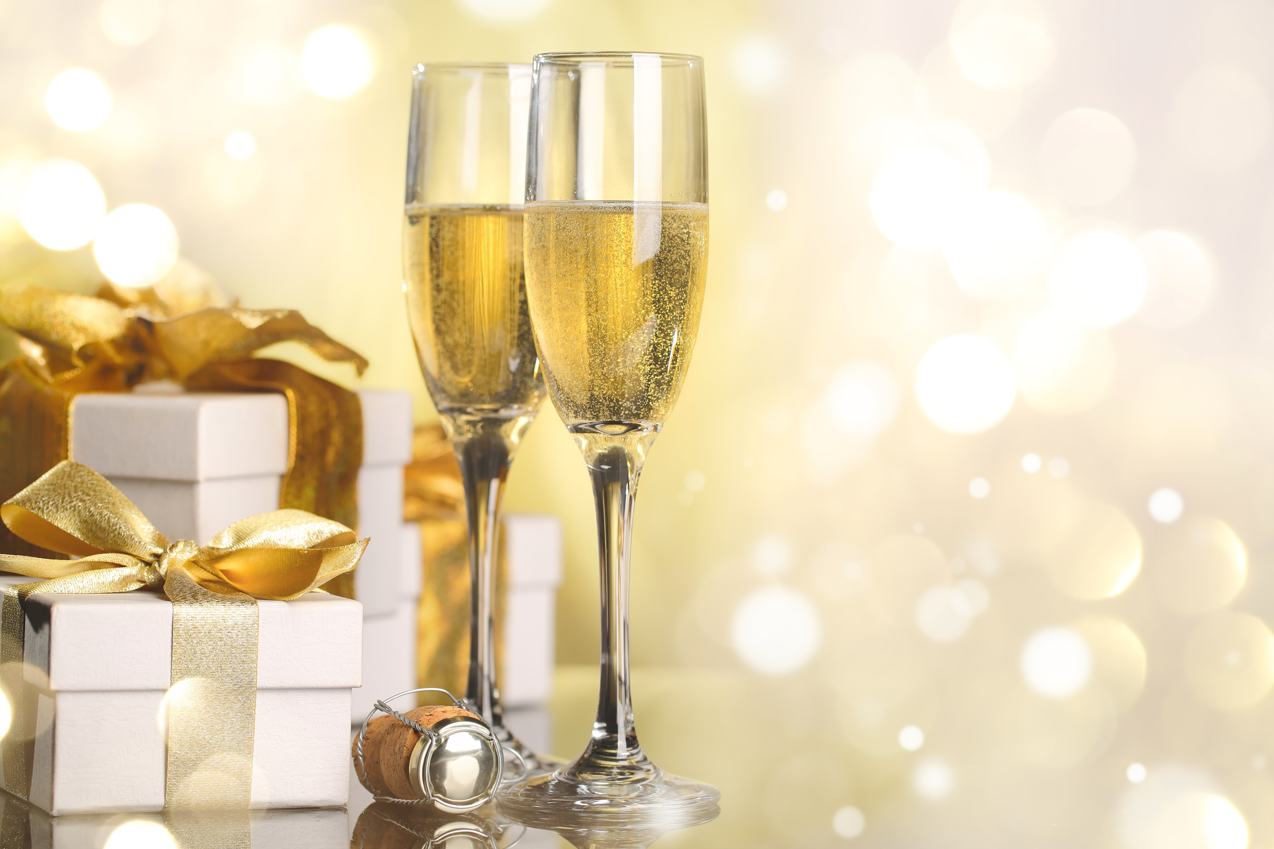 Golden Background with Gift and Champagne | Gallery ...