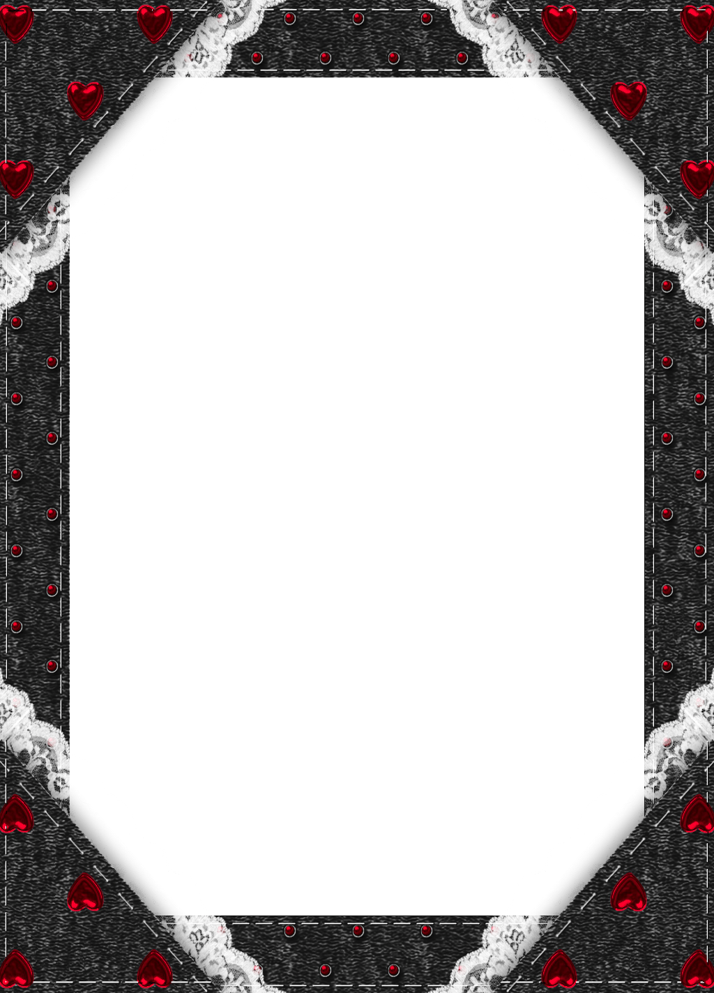 Black Transparent Frame with Red Hearts | Gallery Yopriceville - High