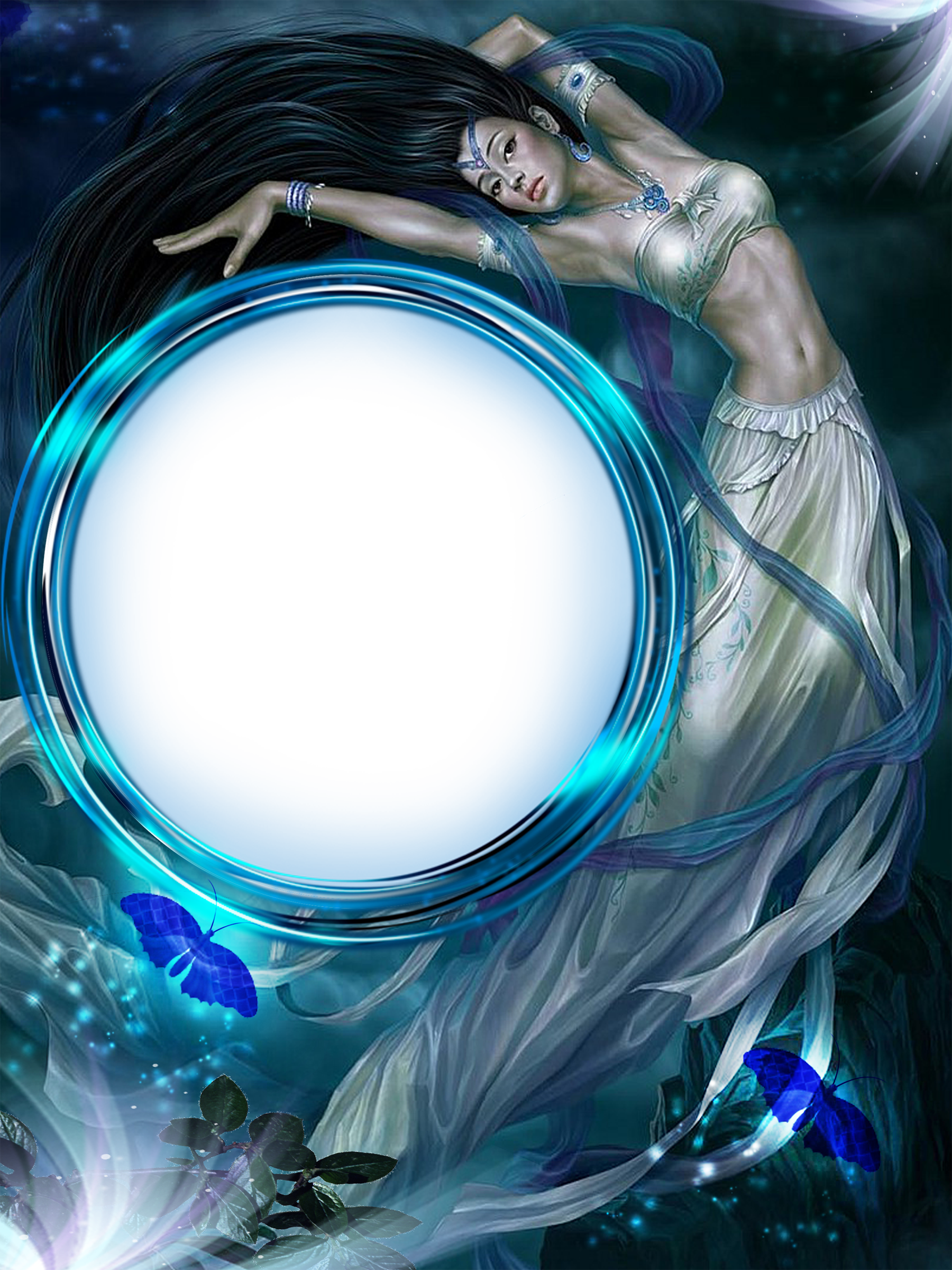 Blue Fantasy Transparent Frame | Gallery Yopriceville - High-Quality