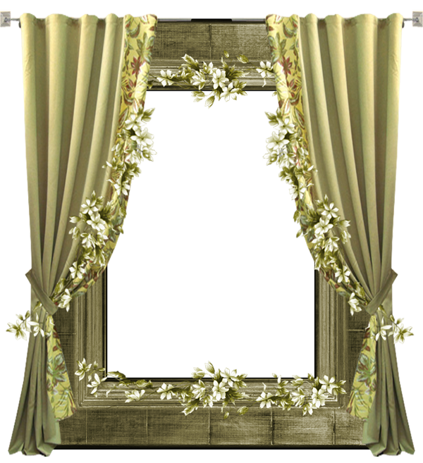 Green Transparent PNG Frame with Curtain | Gallery Yopriceville - High