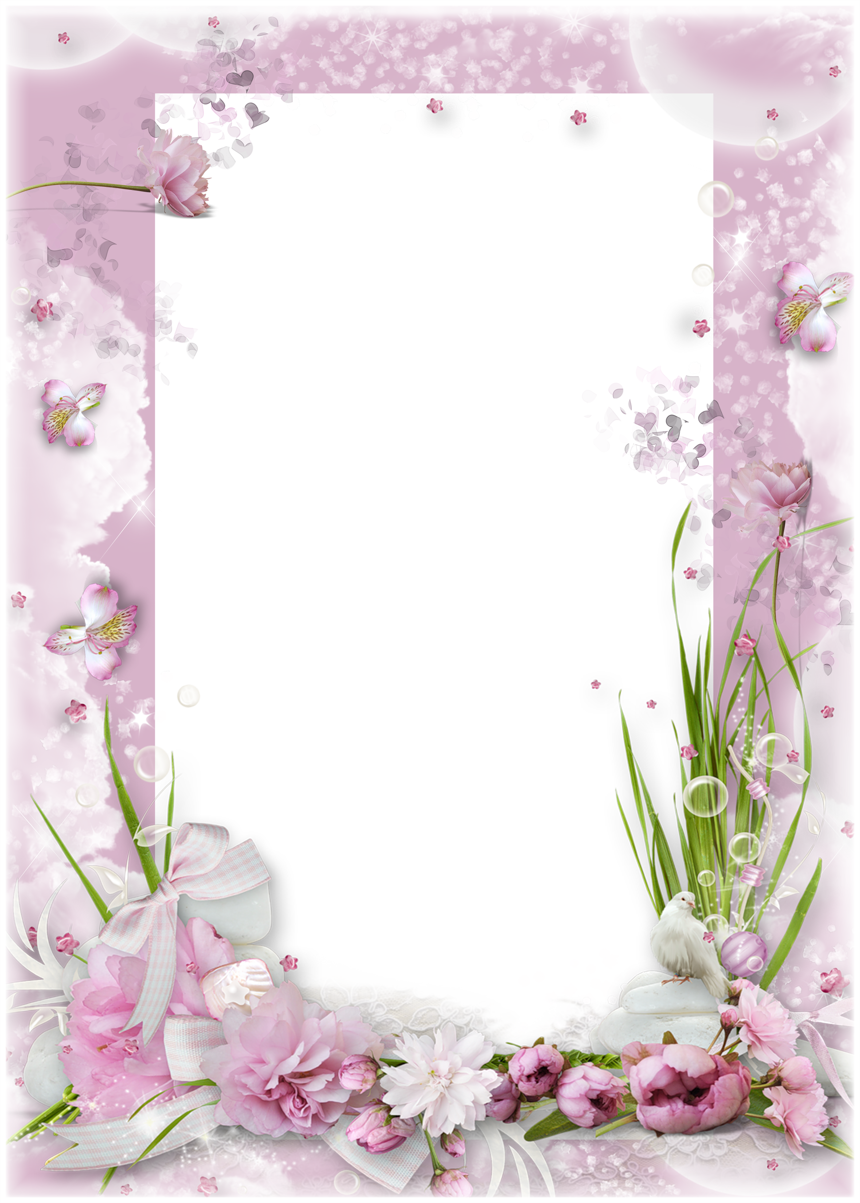 Pink Transparent Frame with Pink Flowers | Gallery ...