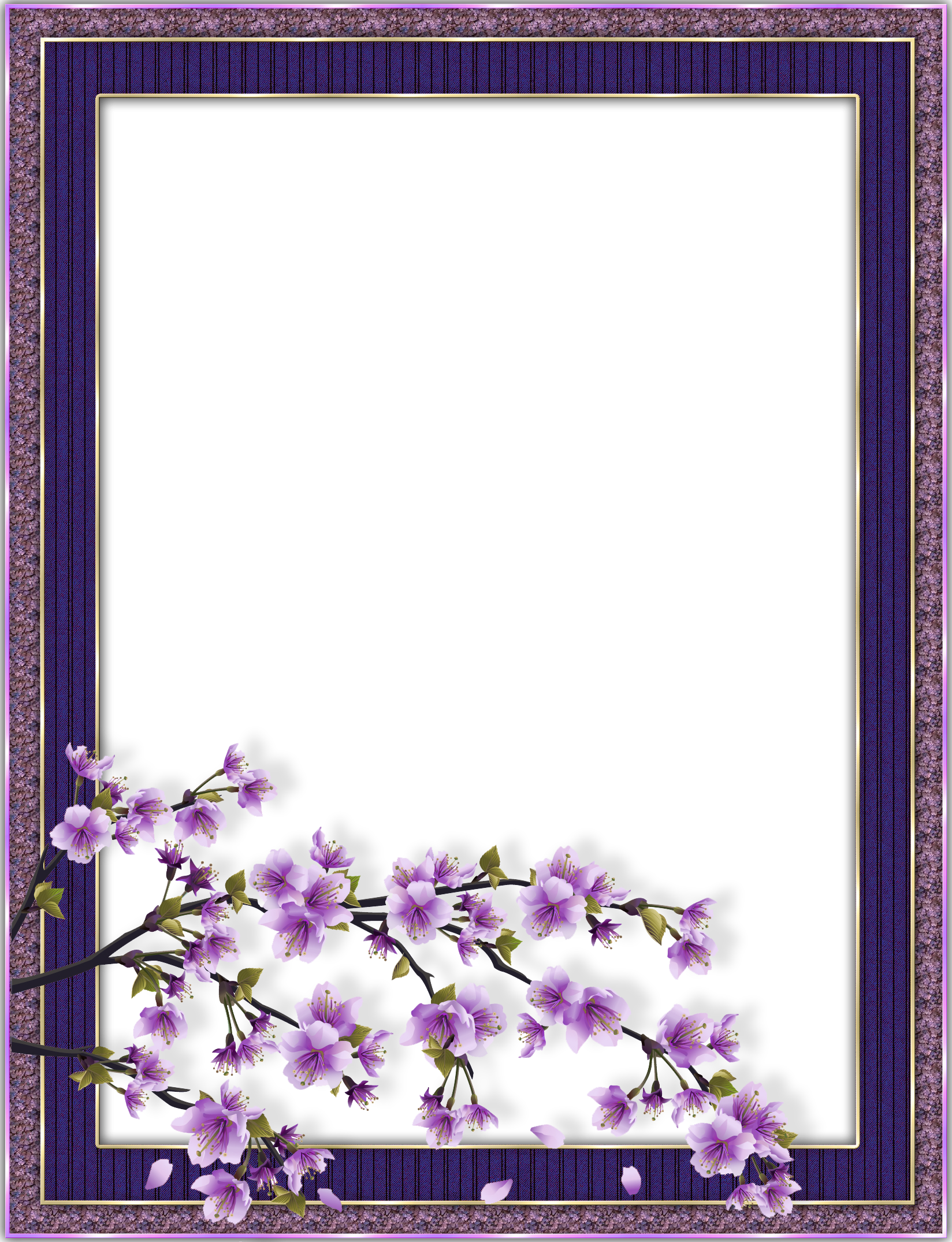 Purple Transparent Flower Frame | Gallery Yopriceville - High-Quality