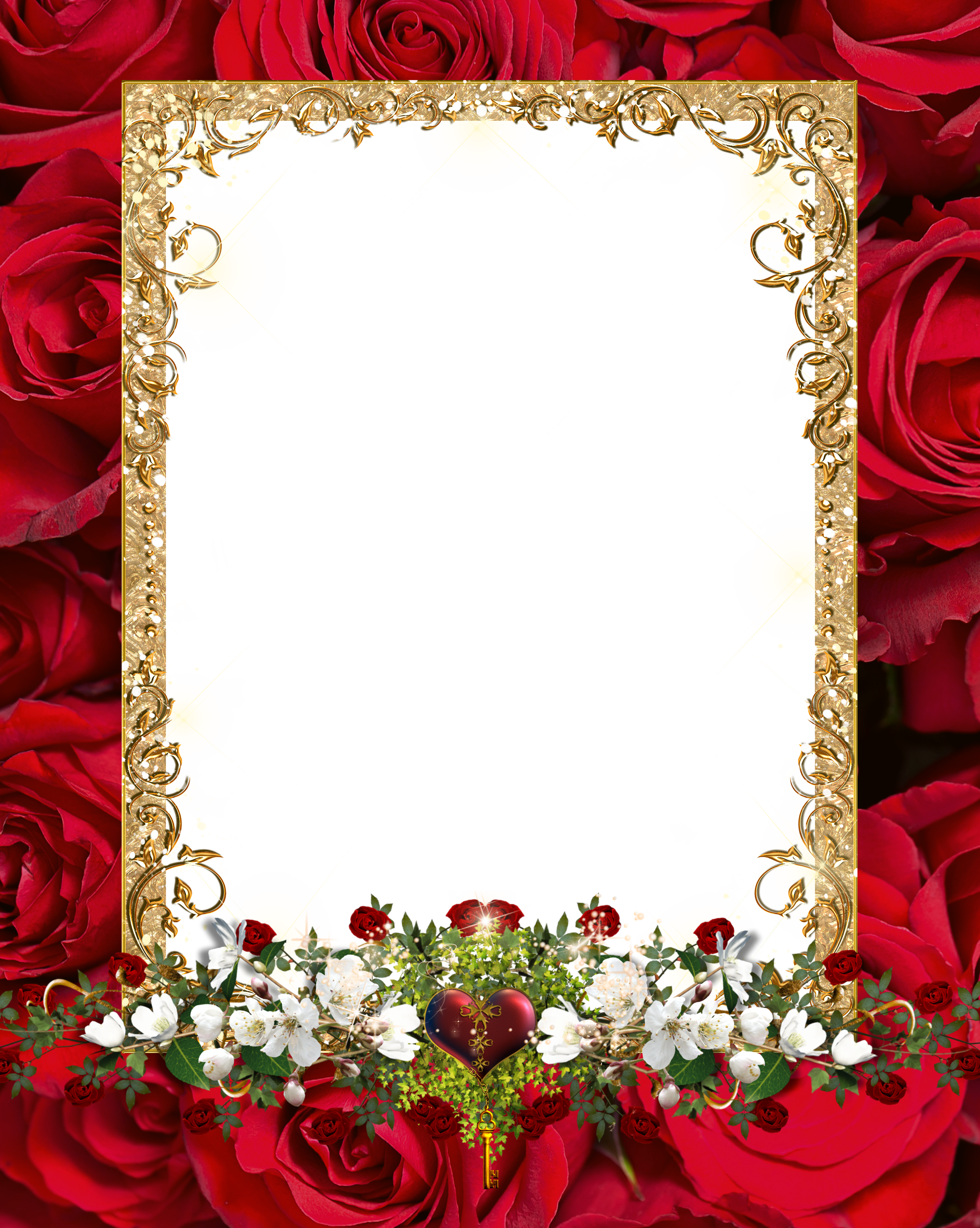 Red Roses Transparent PNG Frame | Gallery Yopriceville - High-Quality