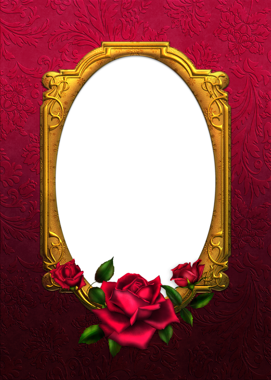 Red and Gold Rose Tansparent Frame | Gallery Yopriceville - High