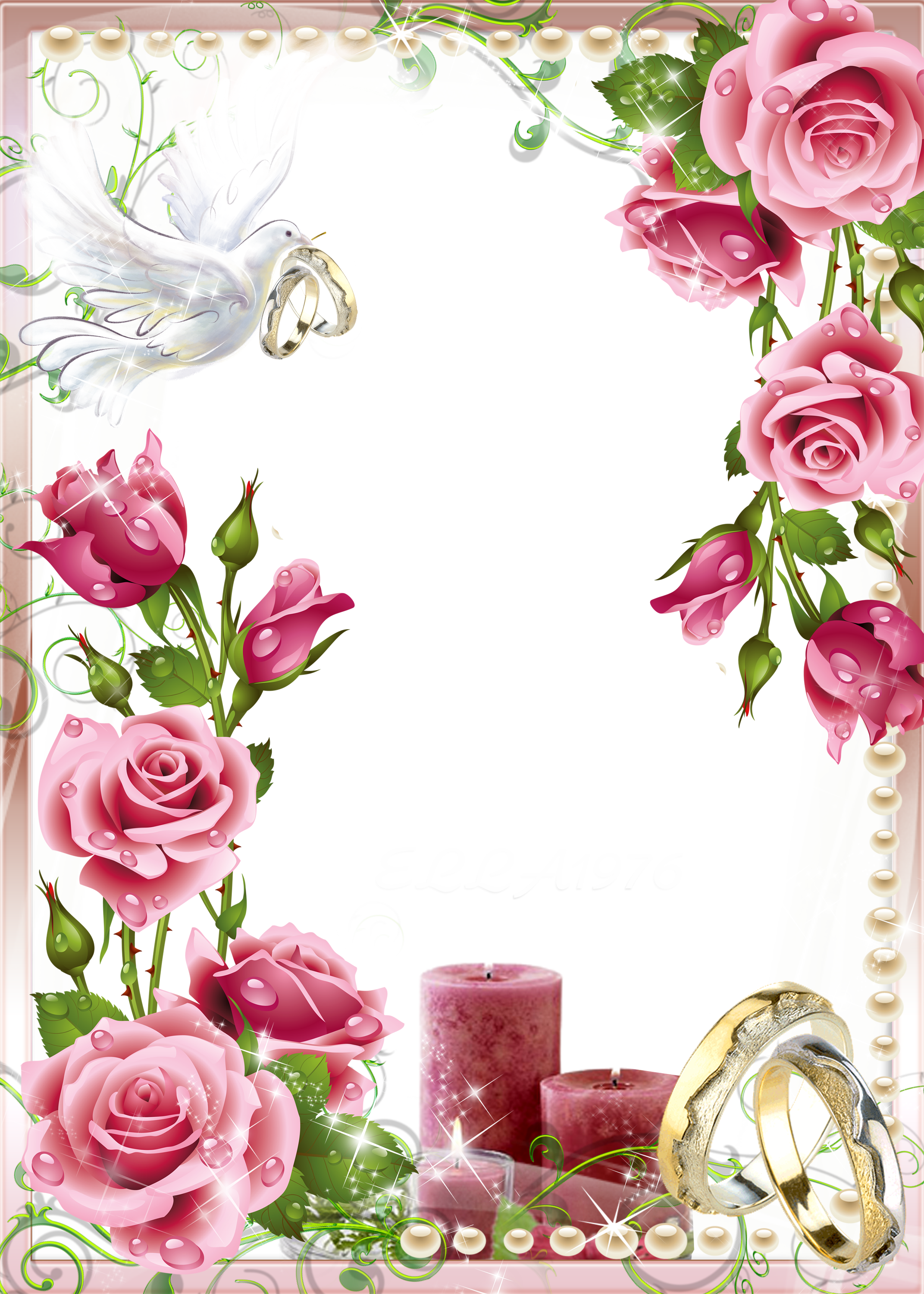 Soft Pink Wedding Photo PNG Frame | Gallery Yopriceville - High-Quality Images and Transparent