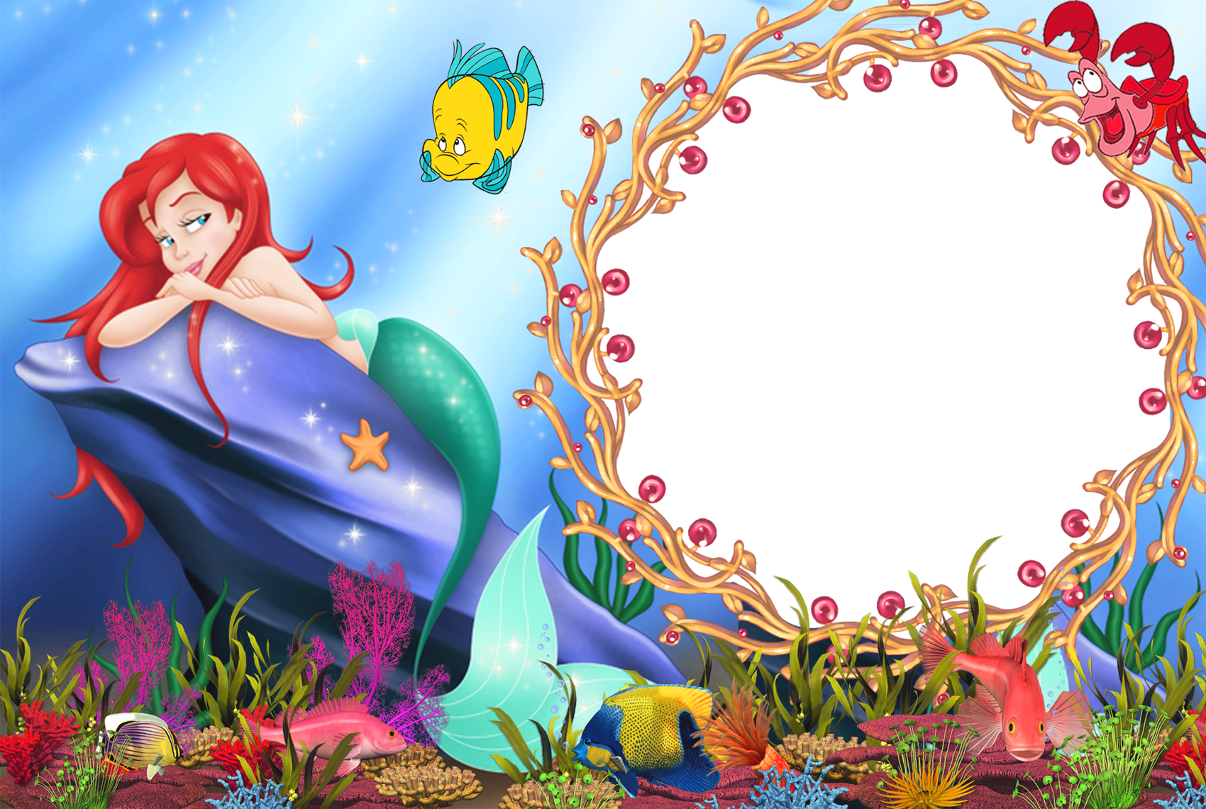 Transparent Blue Kids Frame Ariel | Gallery Yopriceville - High-Quality