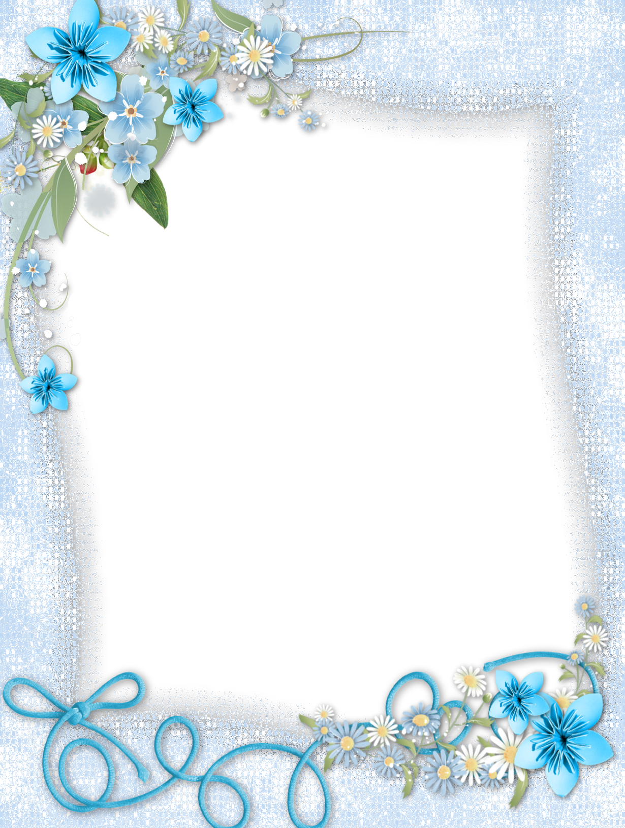 Transparent Blue PNG Frame with Flowers | Gallery Yopriceville - High