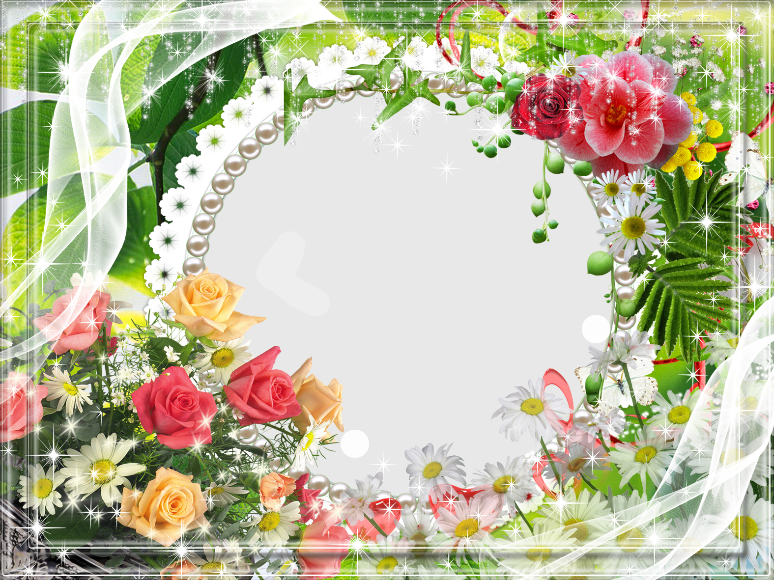 Transparent Flower Photo Frame | Gallery Yopriceville - High-Quality
