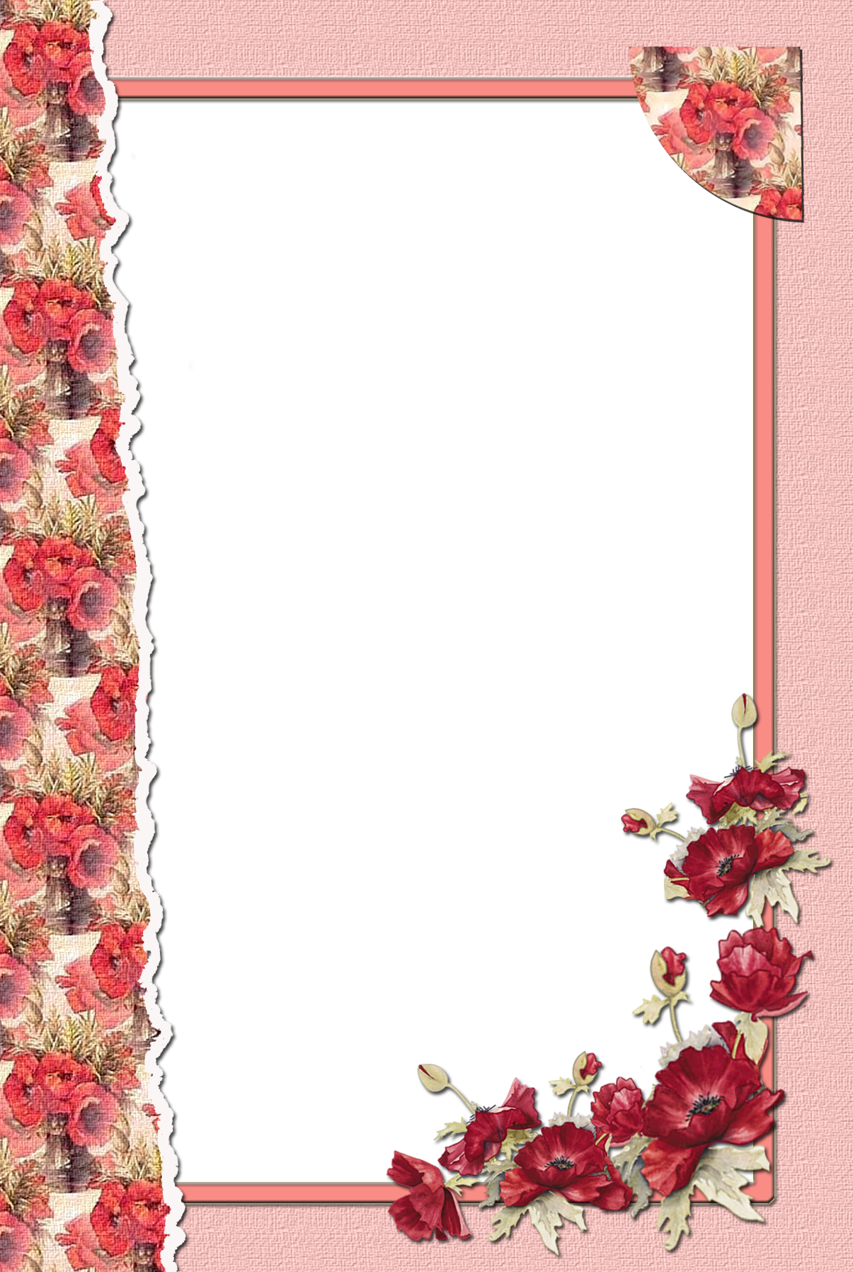Transparent Flower Red Frame | Gallery Yopriceville - High-Quality