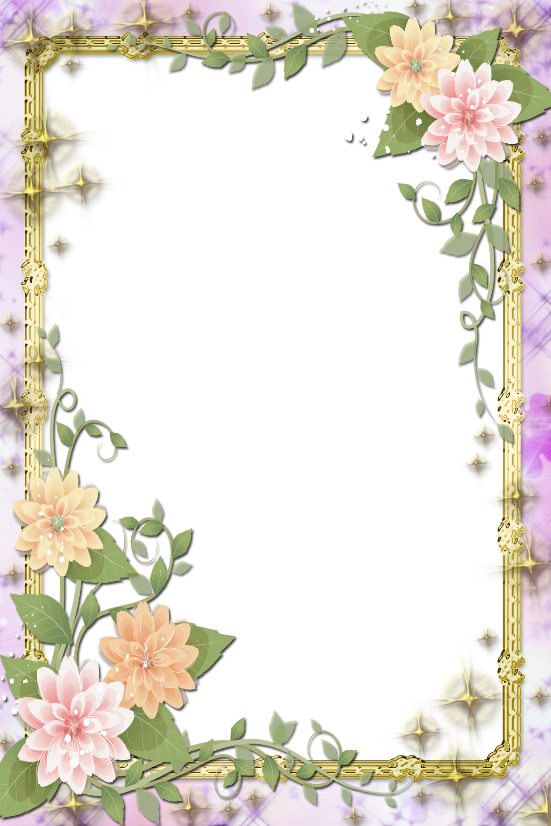 Transparent Flowers Frame | Gallery Yopriceville - High-Quality Images