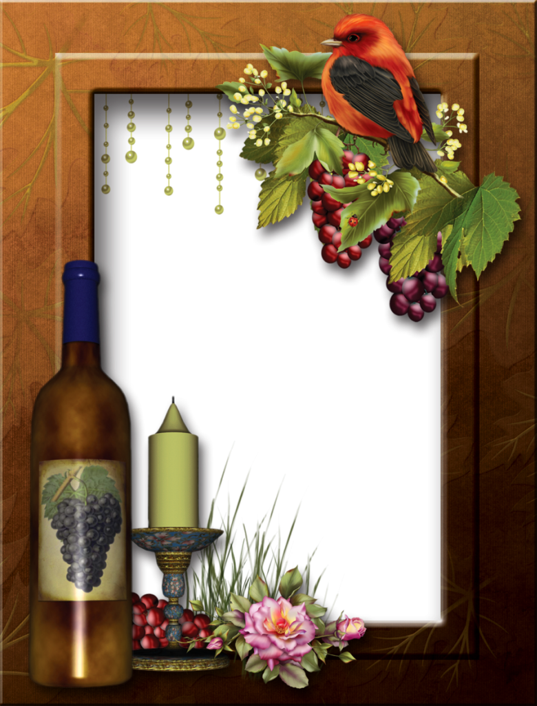 Transparent PNG Photo Frame with Wine | Gallery Yopriceville - High