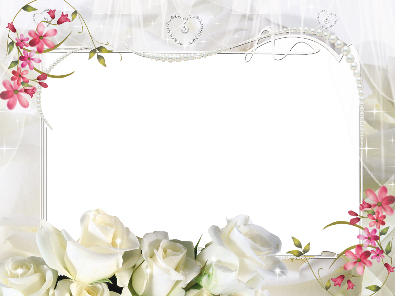 White Roses PNG Photo Frame | Gallery Yopriceville - High-Quality