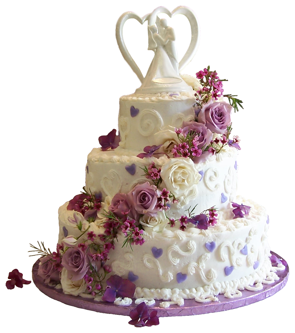 White Wedding Cake with Purple Roses PNG Clipart | Gallery Yopriceville