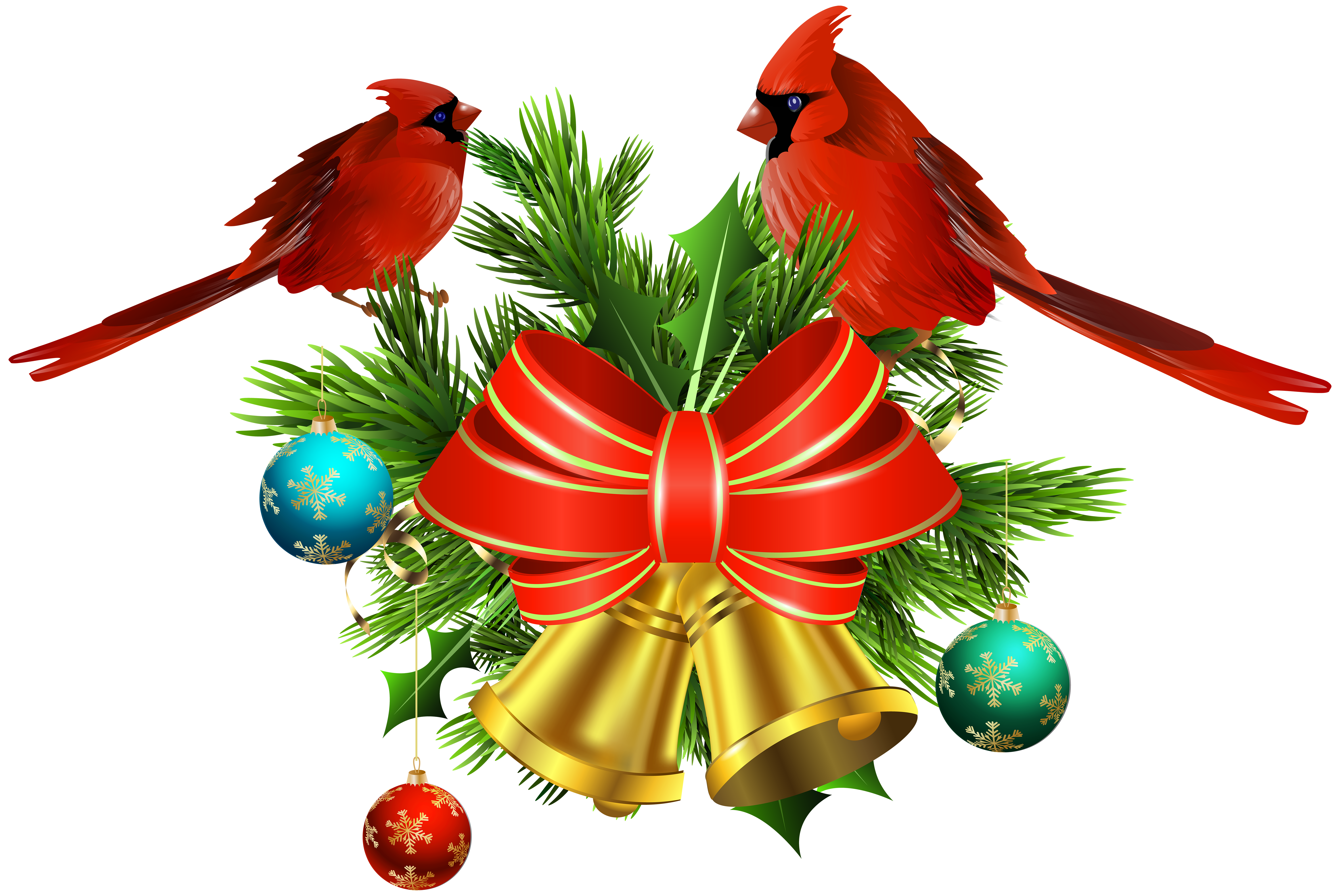 Christmas Bells and Birds Decor PNG Transparent Clip Art | Gallery