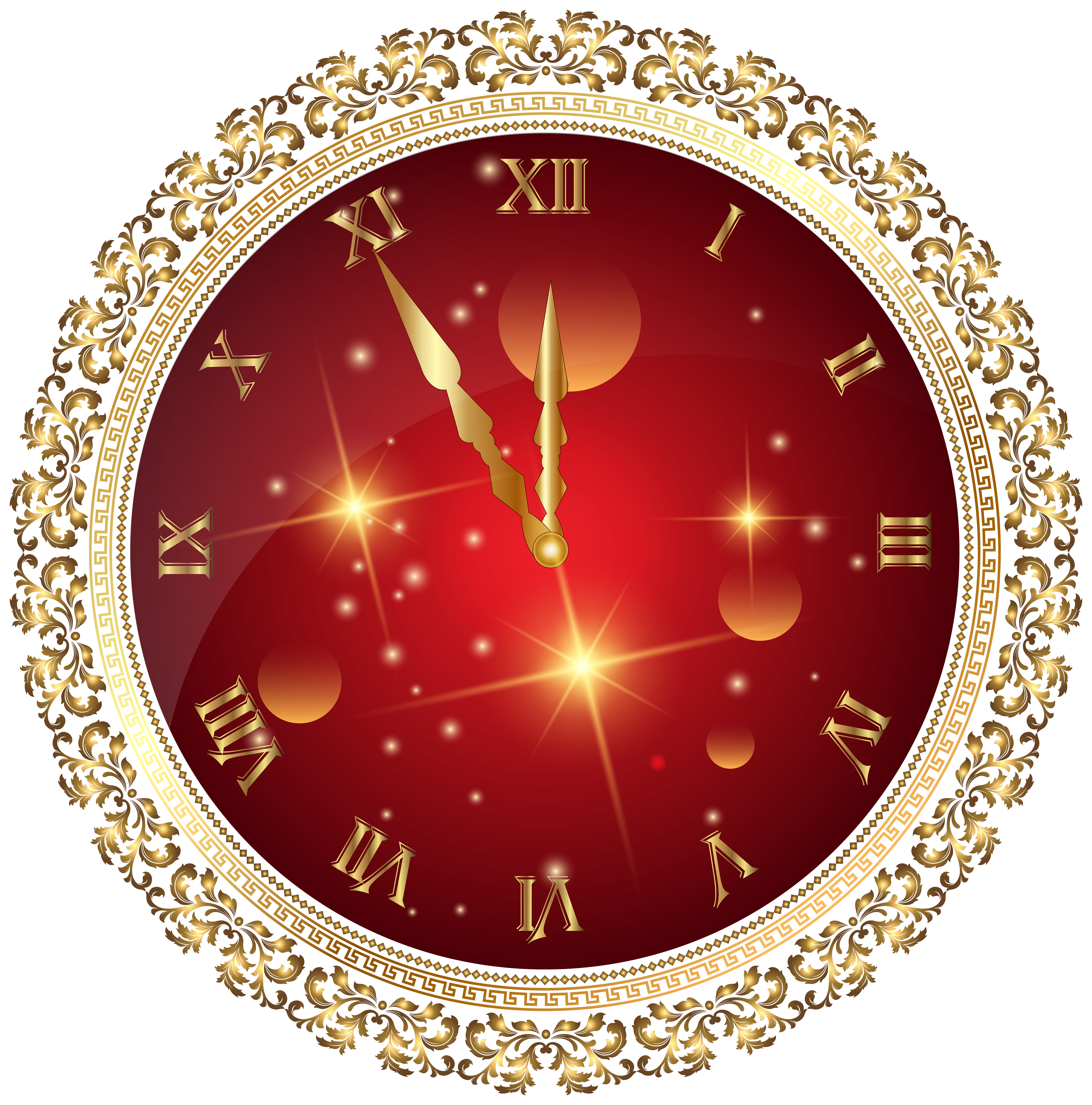 Red New Year's Clock PNG Transparent Clip Art Image ...
