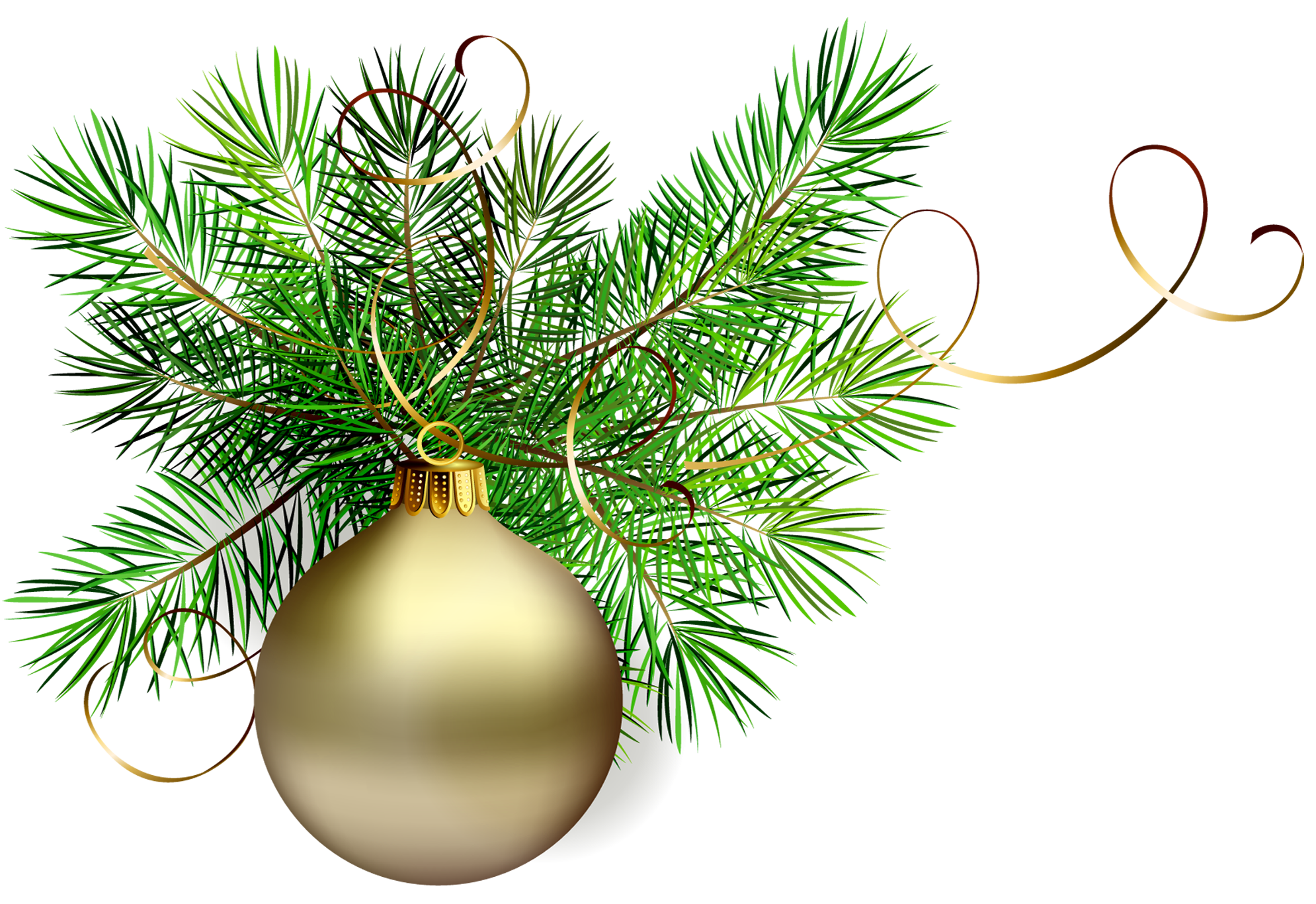 Transparent Gold Christmas Ball with Pine Clipart | Gallery