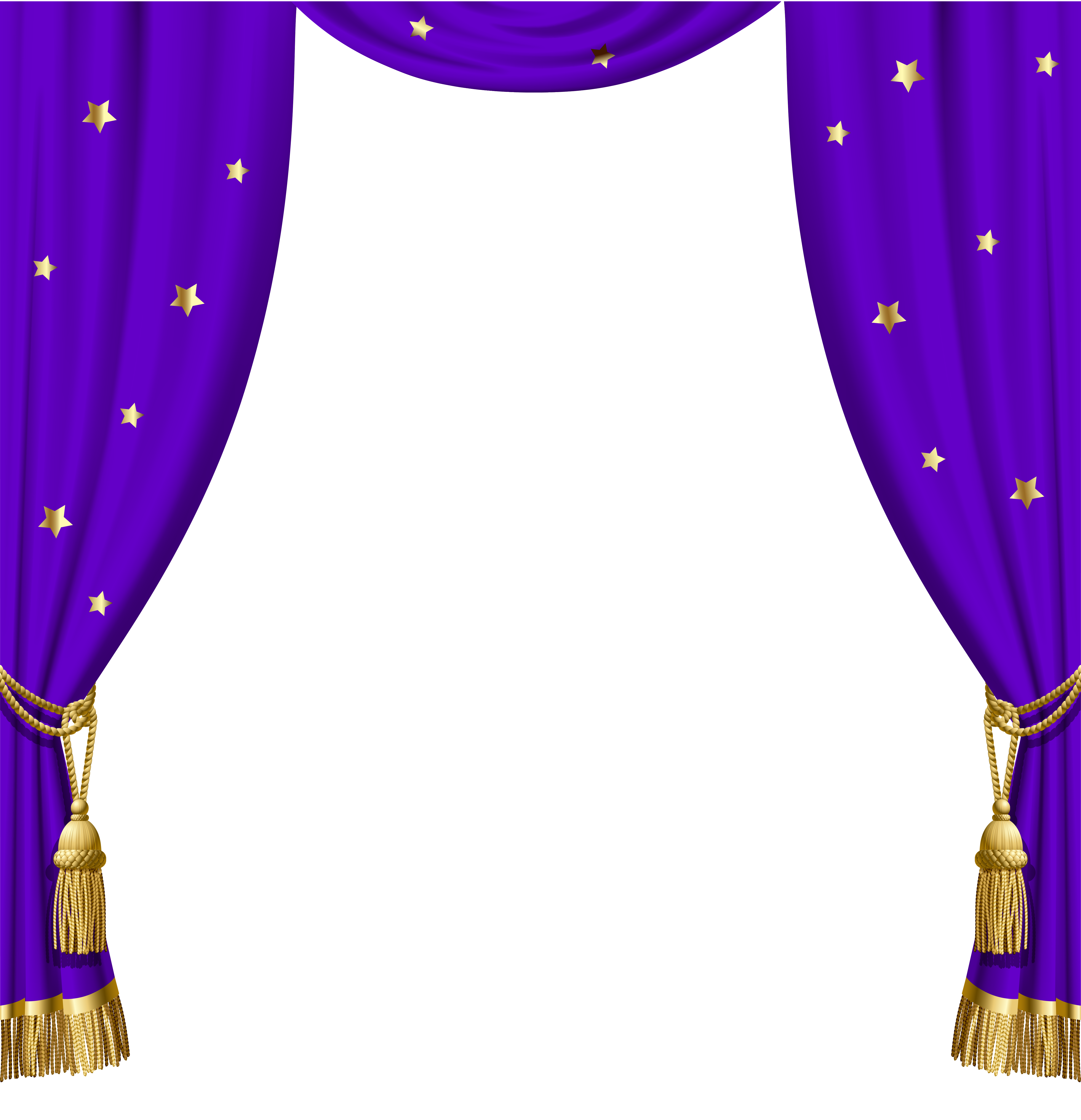 Transparent Purple Curtains with Gold Tassels and Stars Gallery