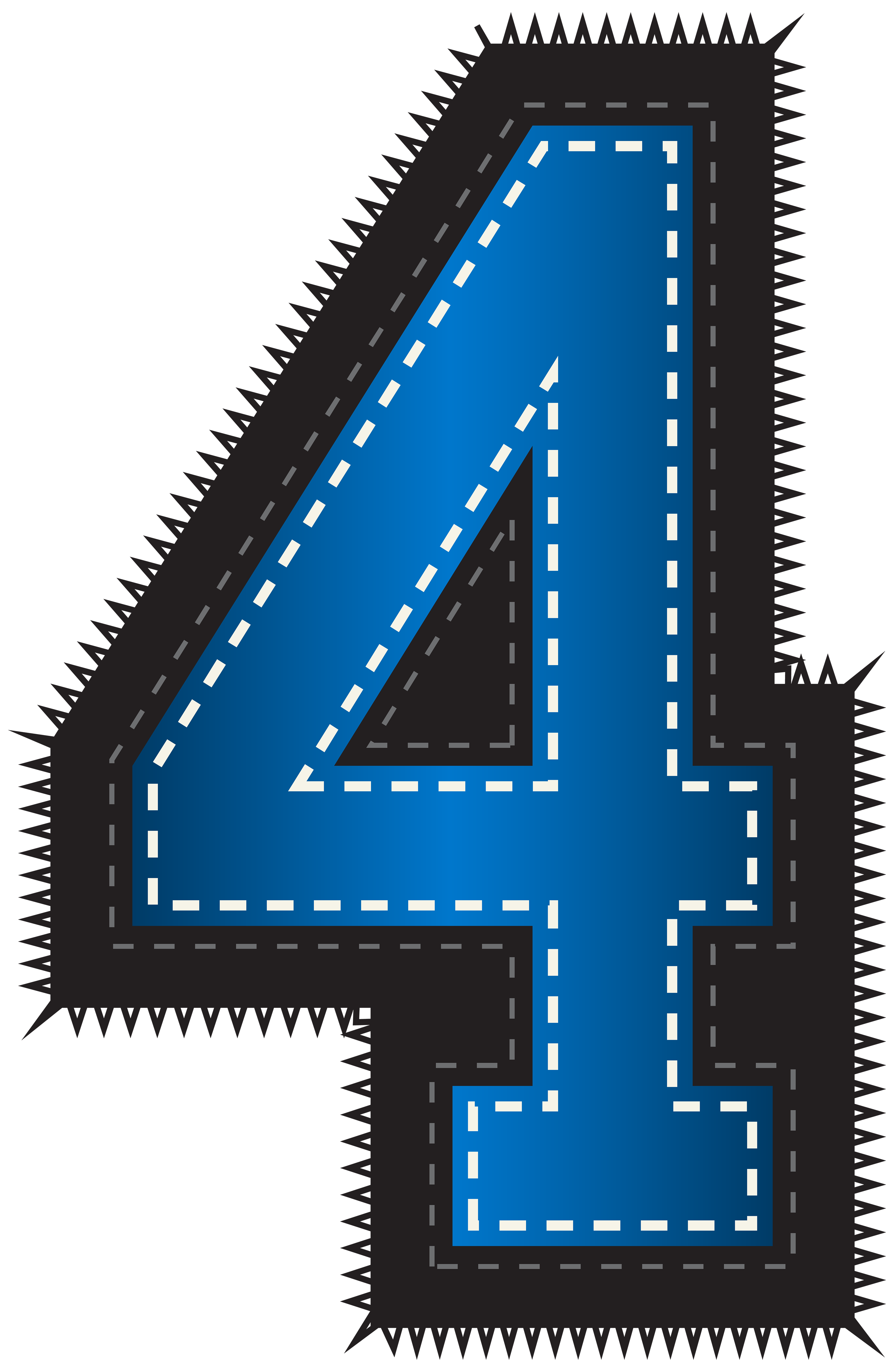 Blue Sport Style Number Four Png Clip Art Image