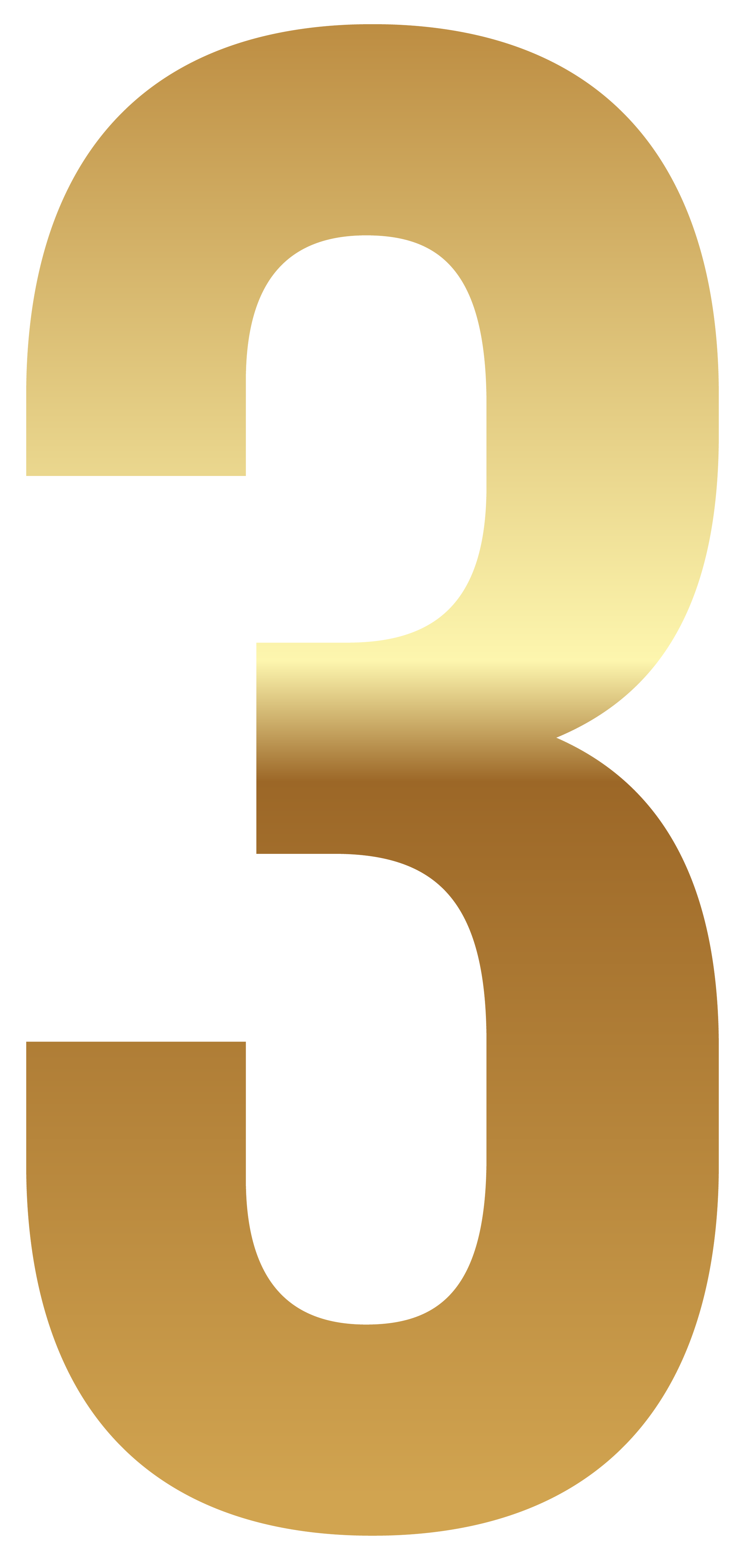 Golden Number Three Png Clipart Image
