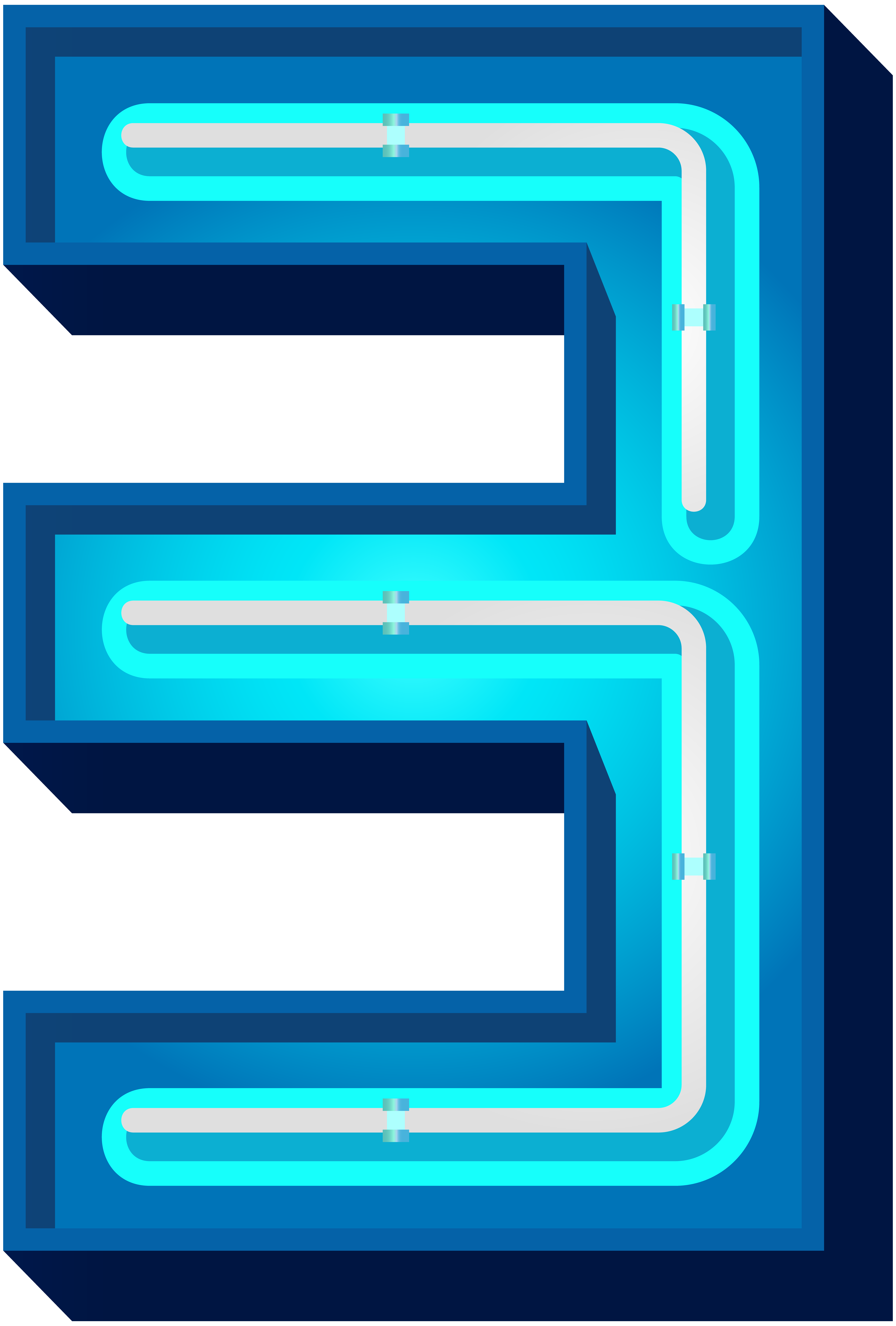 Number Three Blue Neon Png Clip Art Image