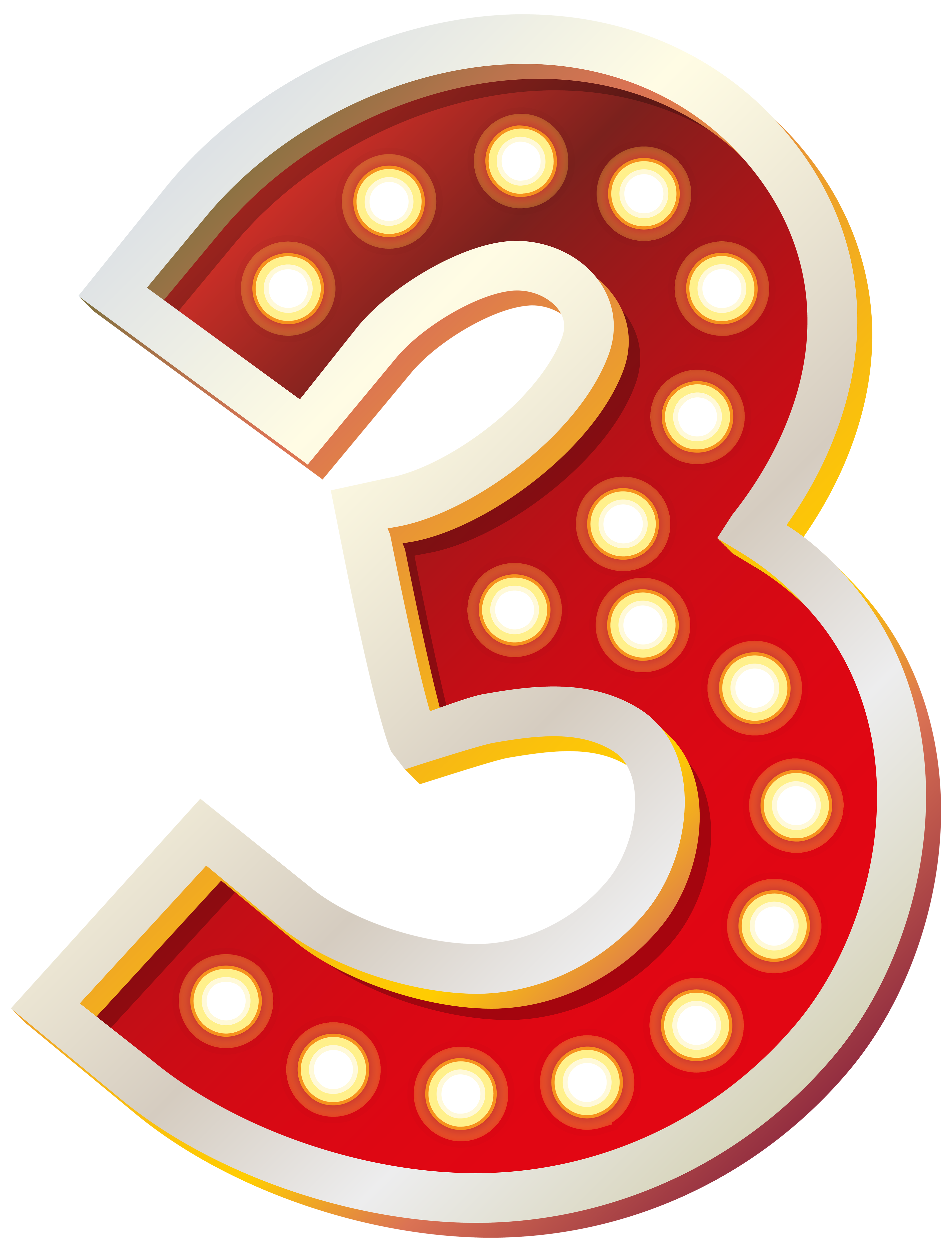 Red Number Three With Lights Png Clip Art Image Gallery Yopriceville