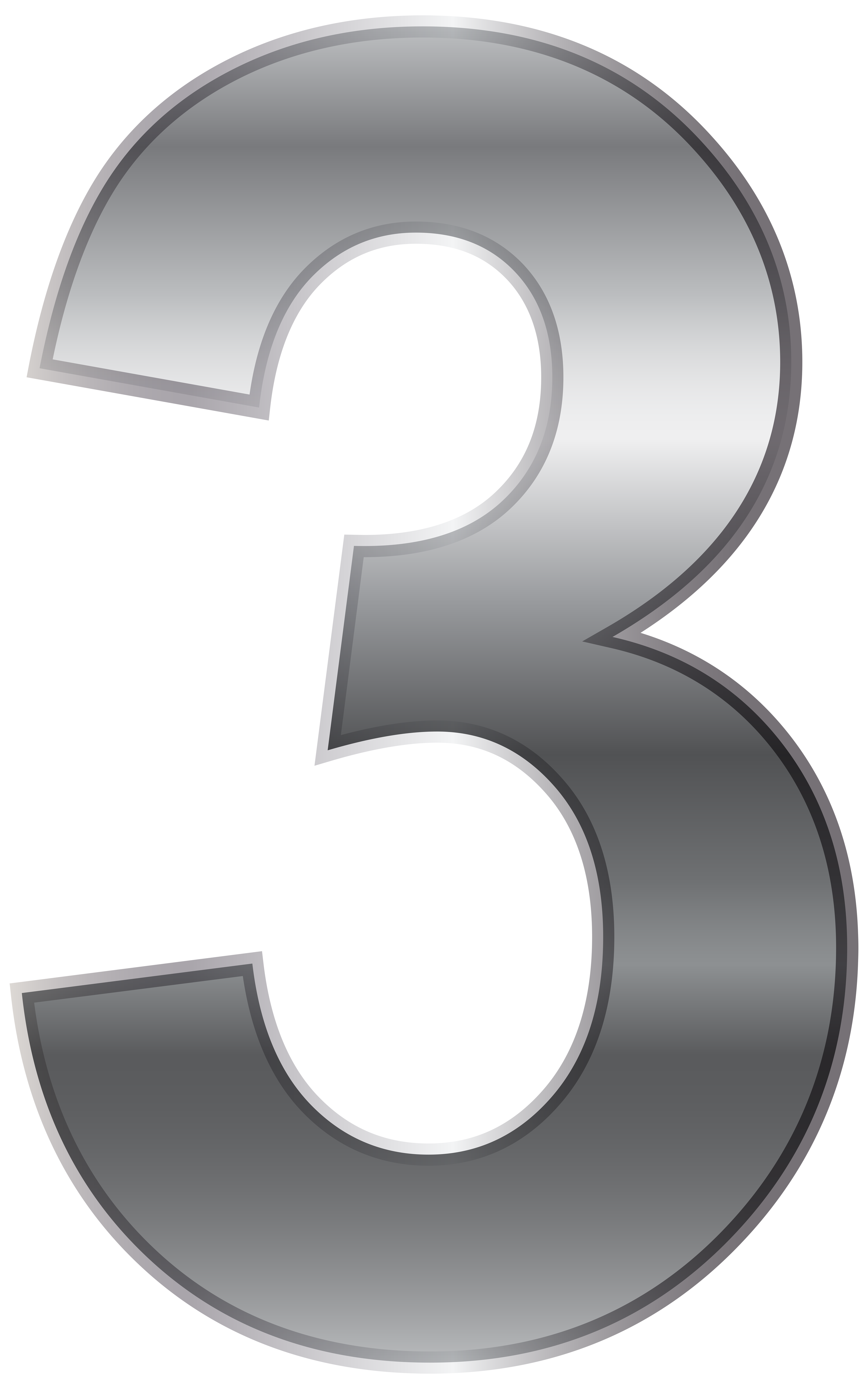 Silver Number Three Png Transparent Clip Art Image