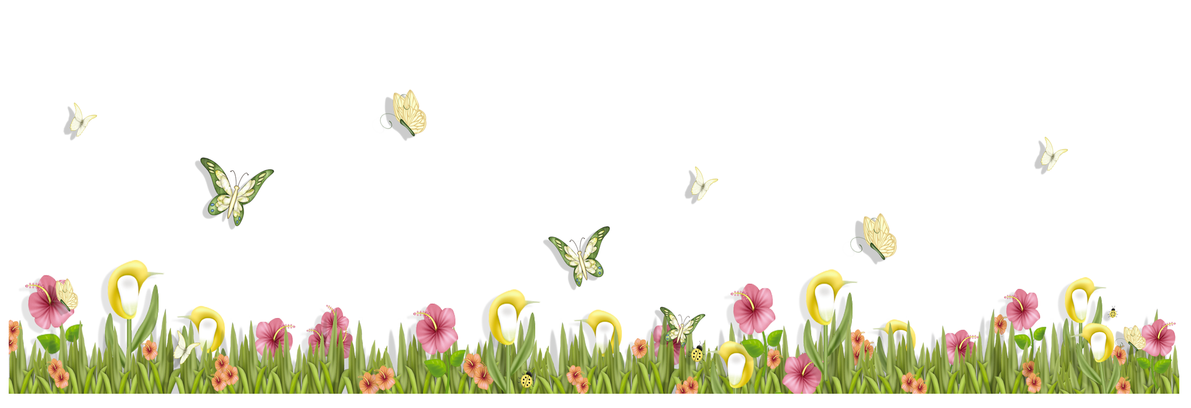 Colors of the wind - Tramas Grass_with_Butterflies_and_Flowers_PNG_Clipart