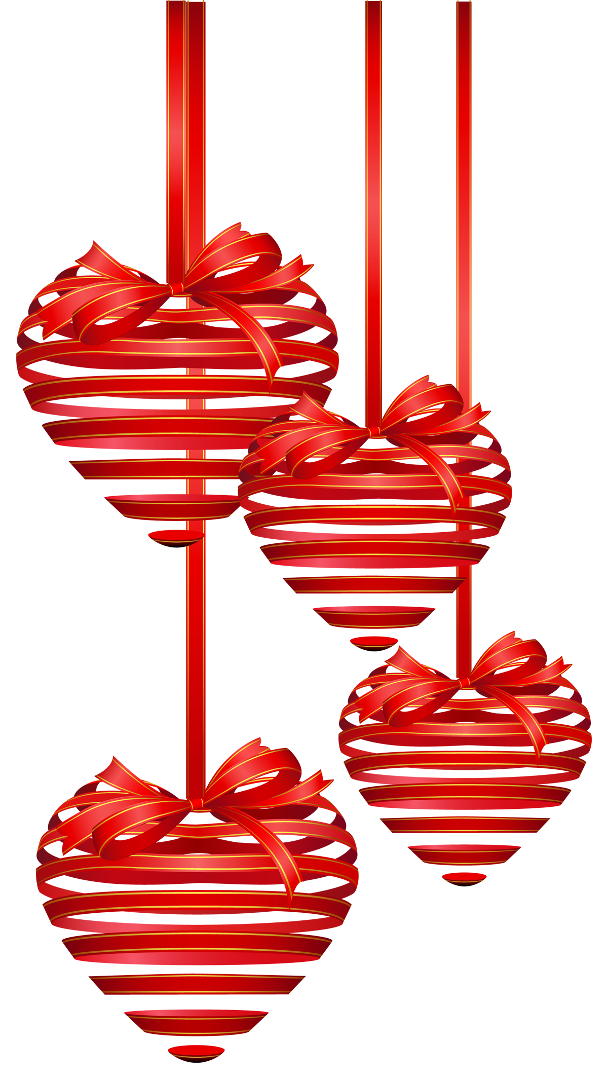 Red Hearts Ornaments PNG Clipart Picture | Gallery Yopriceville - High