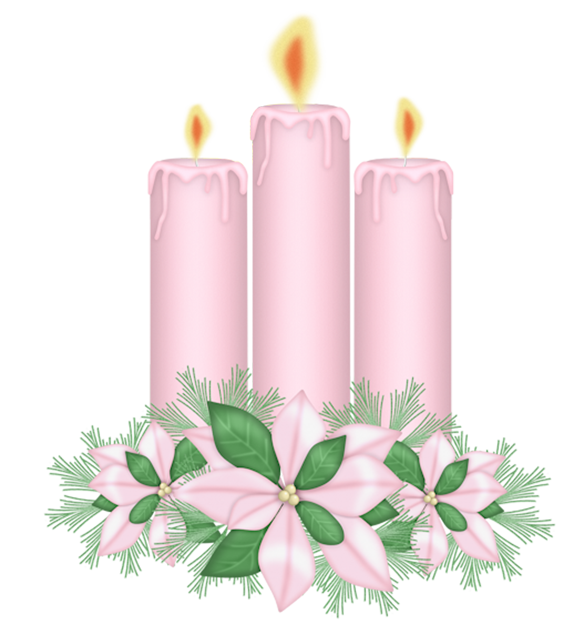 Pink Candles with Flowers Clipart | Gallery Yopriceville - High-Quality