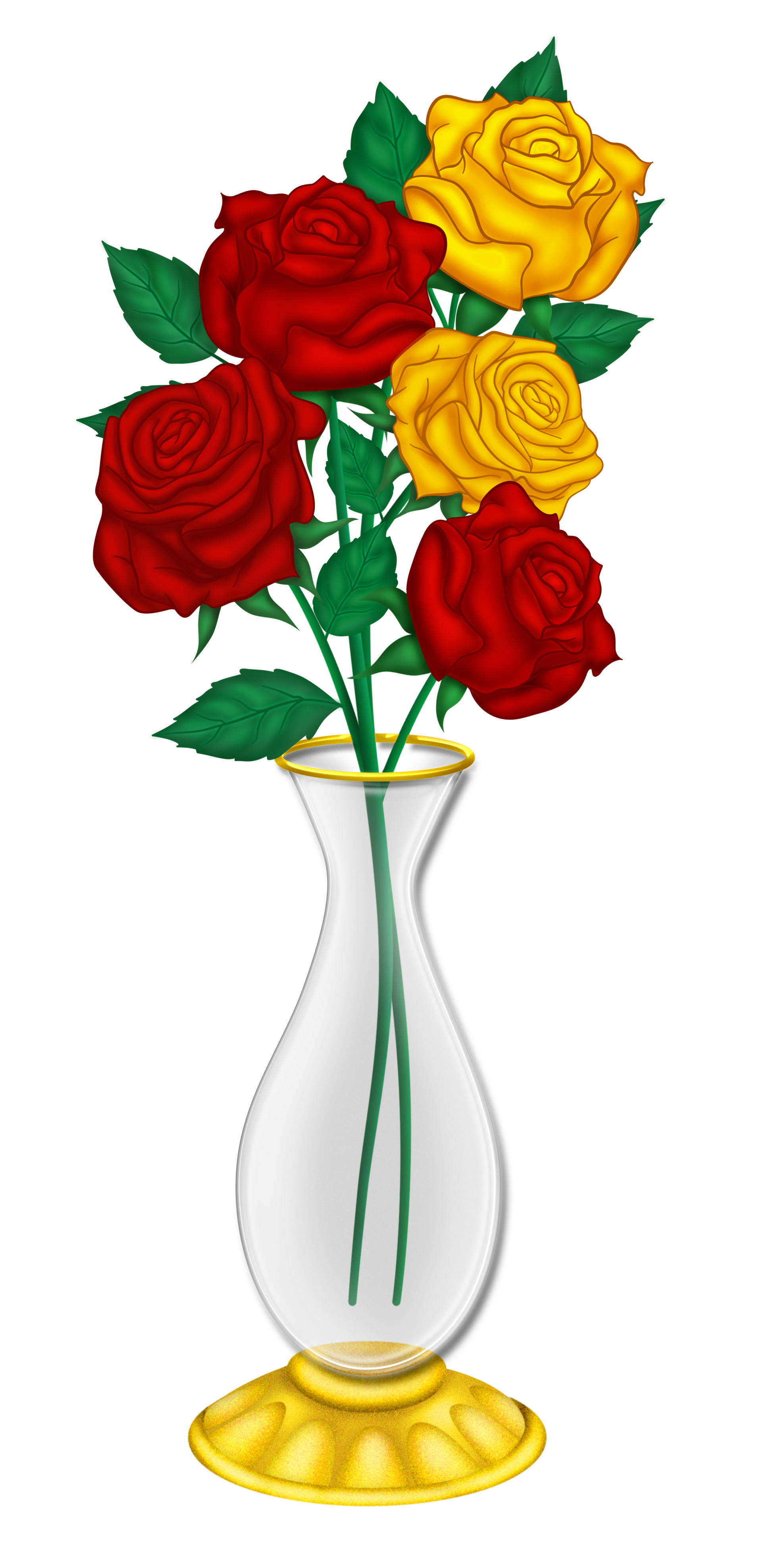Beautiful Vase with Red and Yellow Roses PNG Picture ...