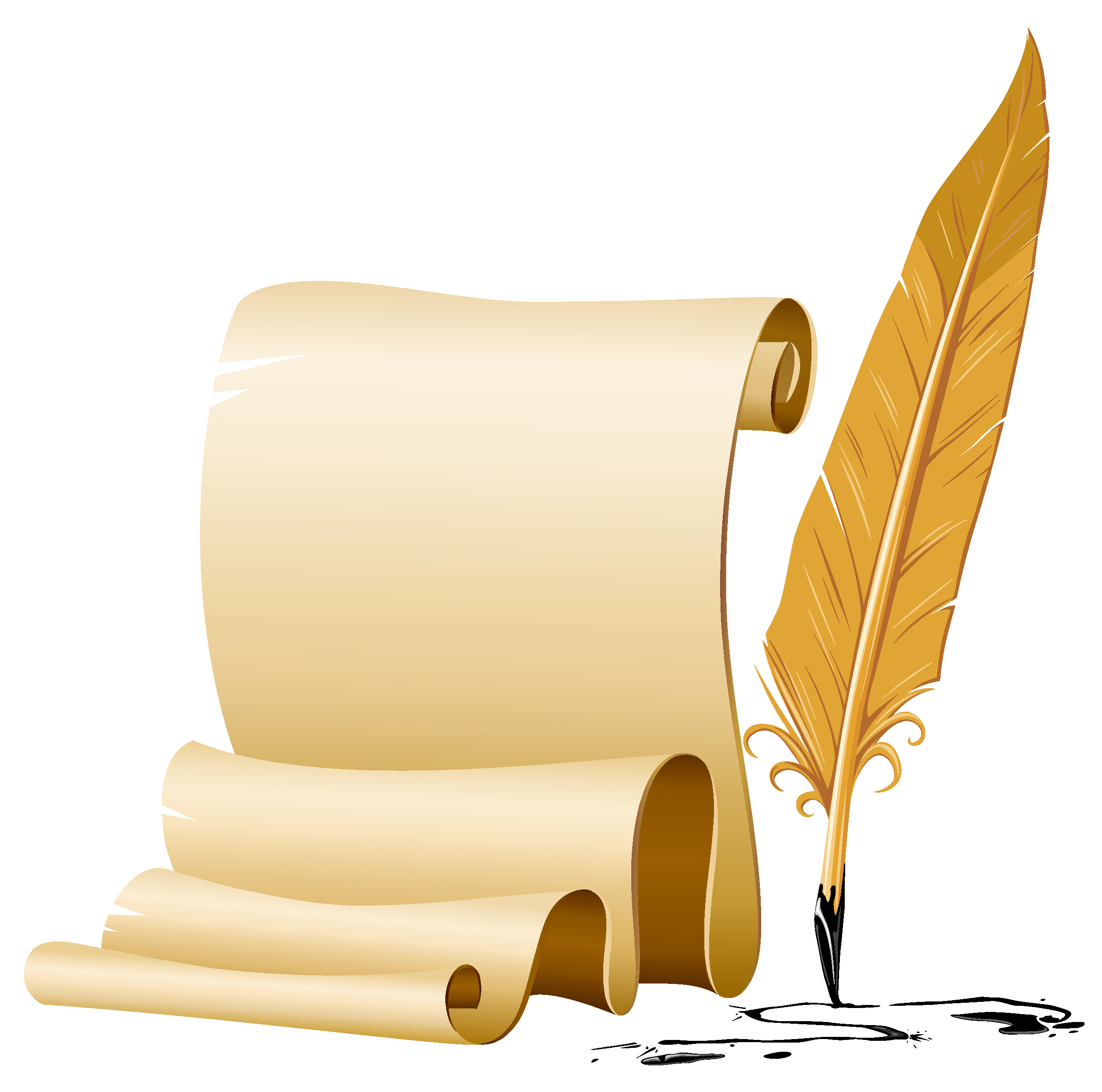 Scrolled and Quill Pen PNG Image | Gallery Yopriceville - High-Quality