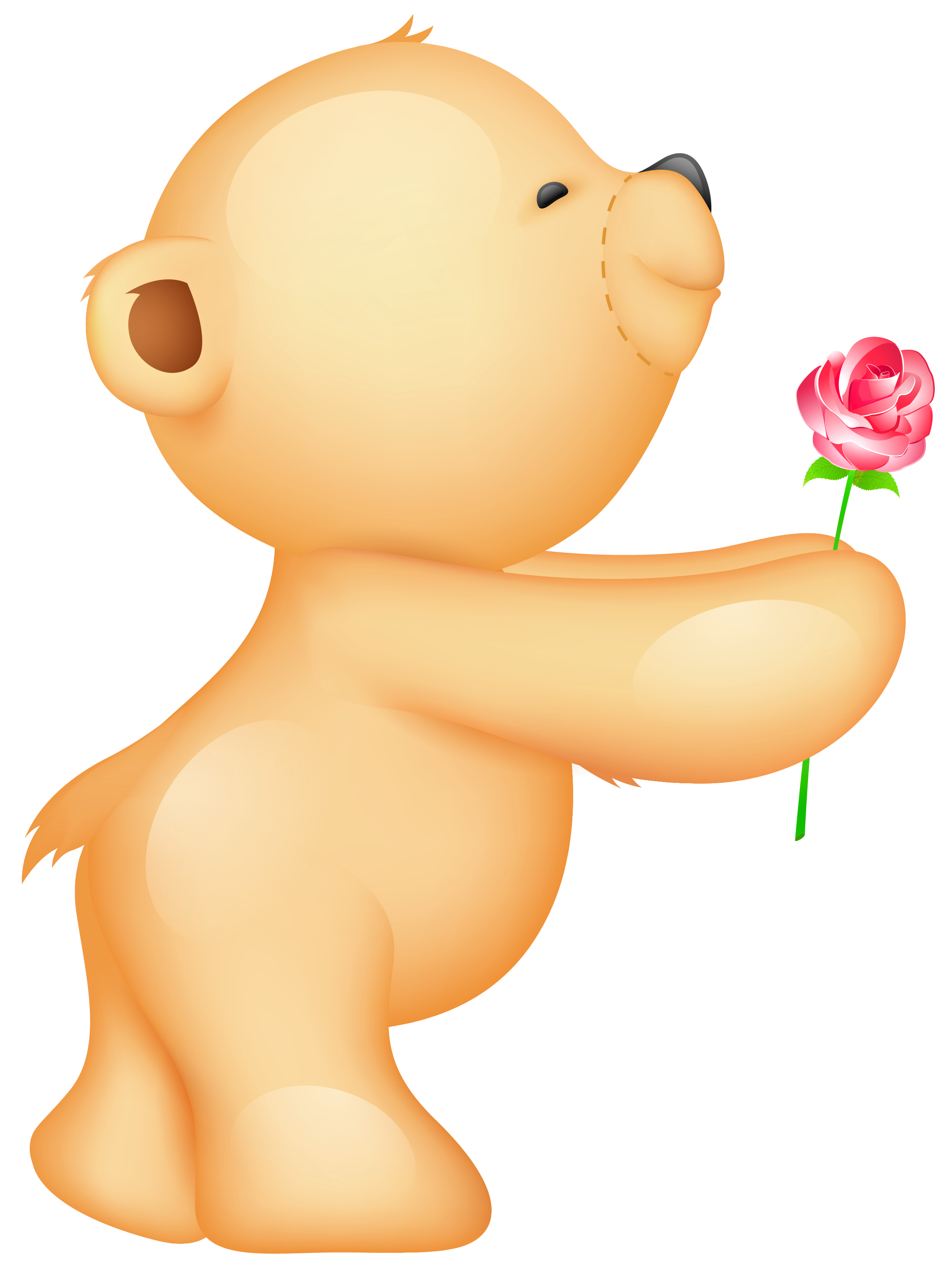 Cute Valentine Teddy with Rose PNG Clipart Picture ...
