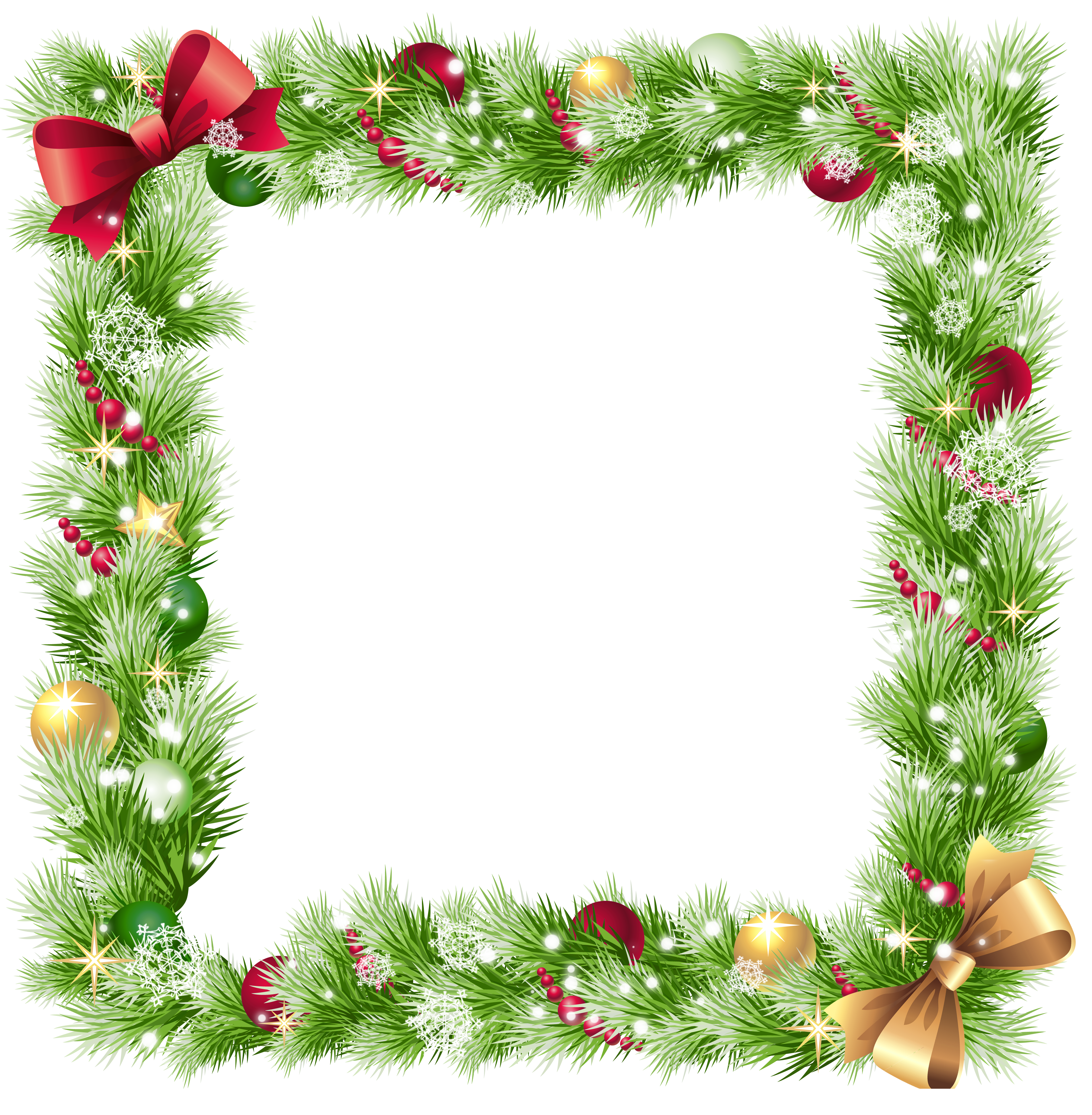 Christmas PNG Frame With Ornaments And Snowflakes | Cenário Natal