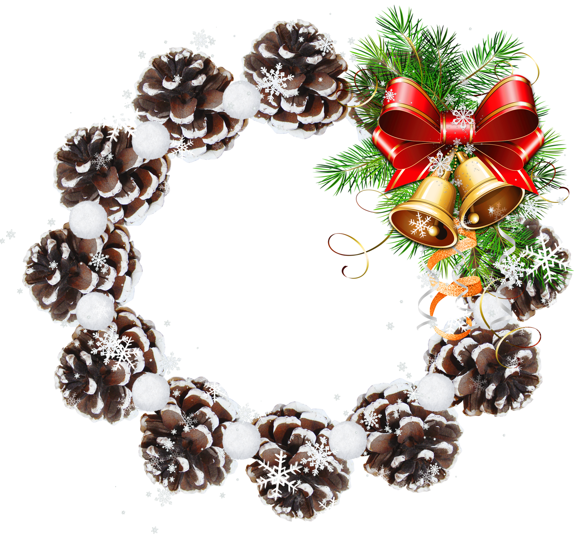 Round Pine Cone Transparent PNG Christmas Photo Frame ...
