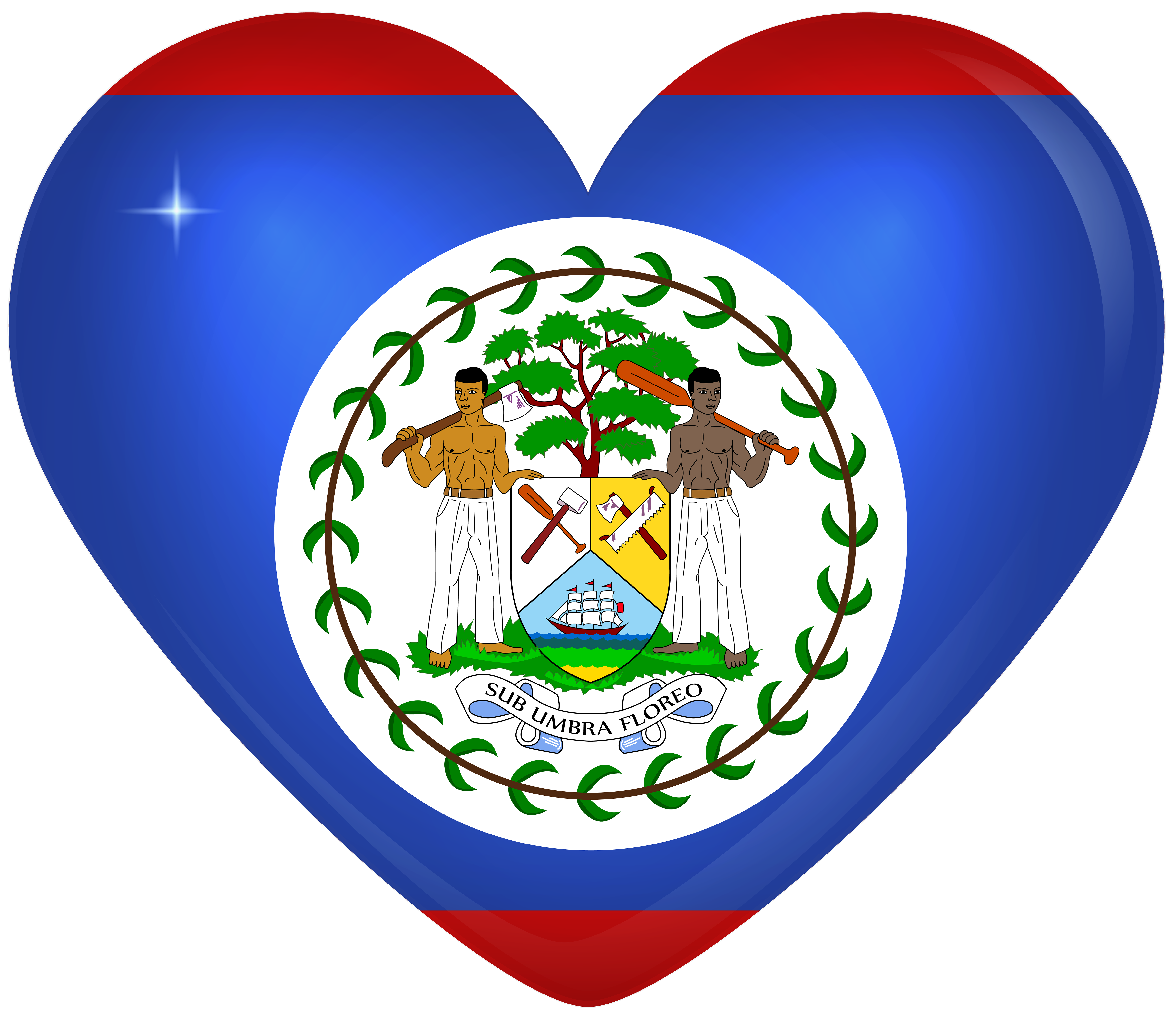 Belize Large Heart Flag | Gallery Yopriceville - High-Quality Images