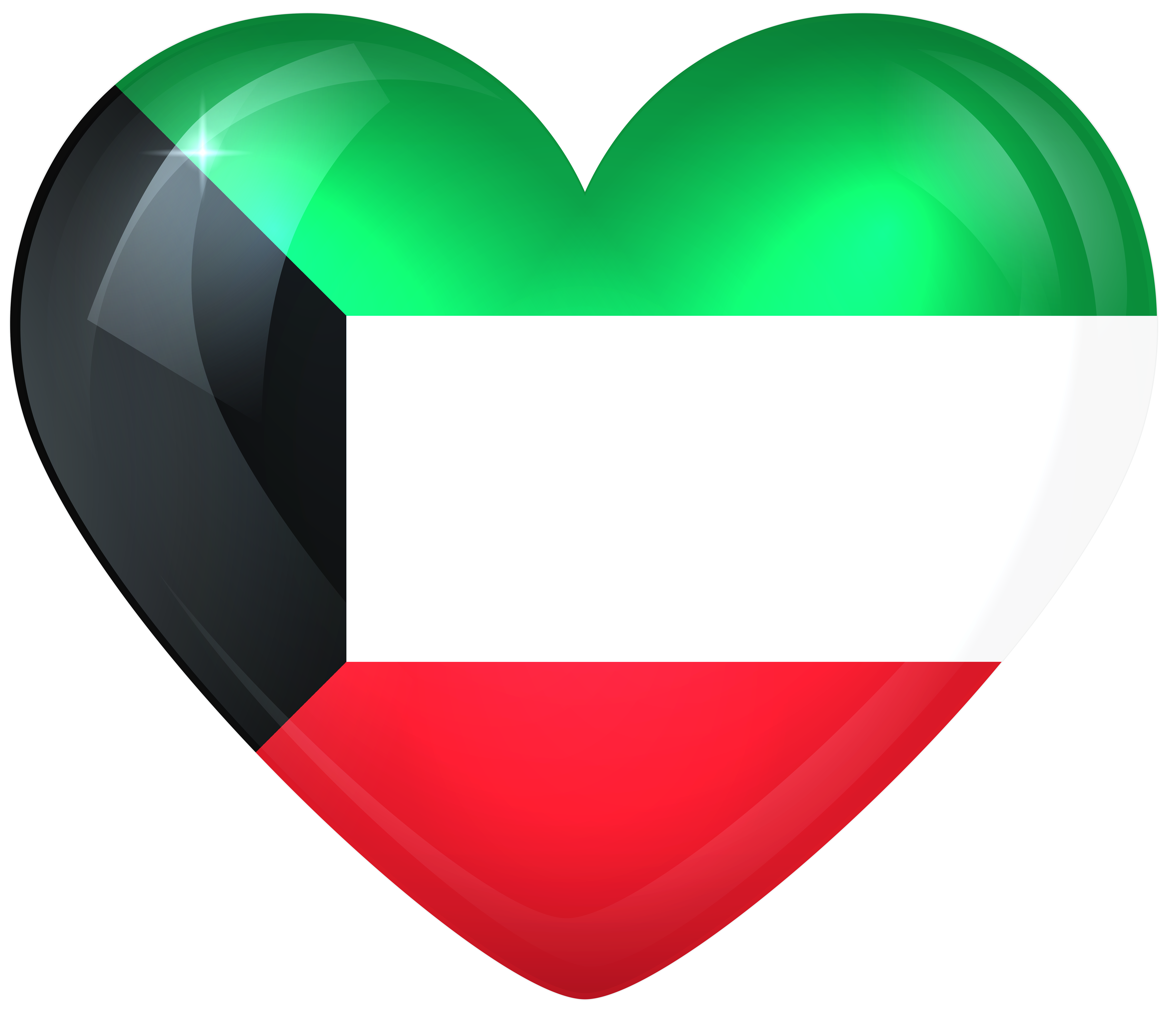 Kuwait Large Heart Flag | Gallery Yopriceville - High-Quality Images