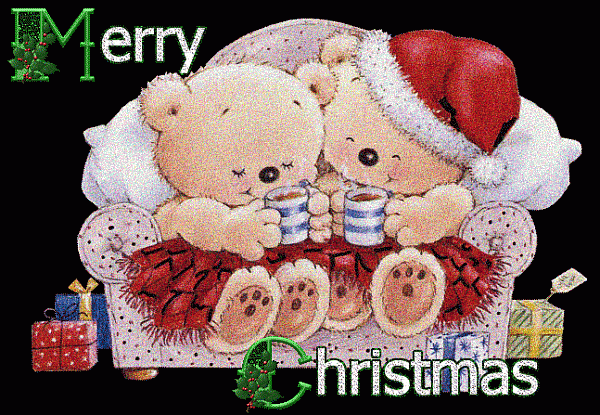 This gif image - Animated Merry Christmas with teddy bears, is available for free download