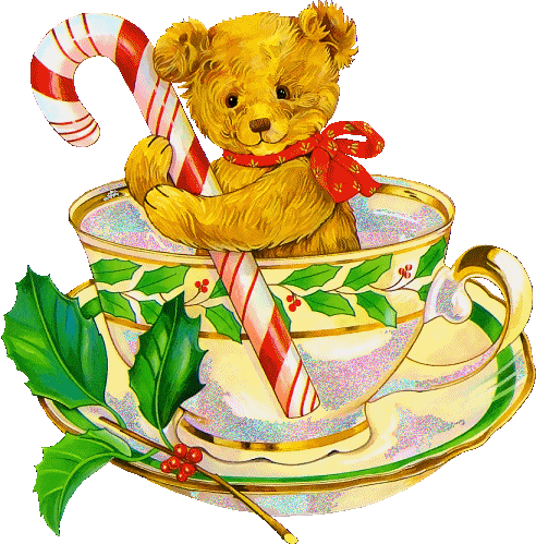 This gif image - Christmas Teddy Bear in Cup, is available for free download