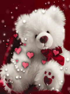 This gif image - White Teddy with Hearts Gif Animation, is available for free download