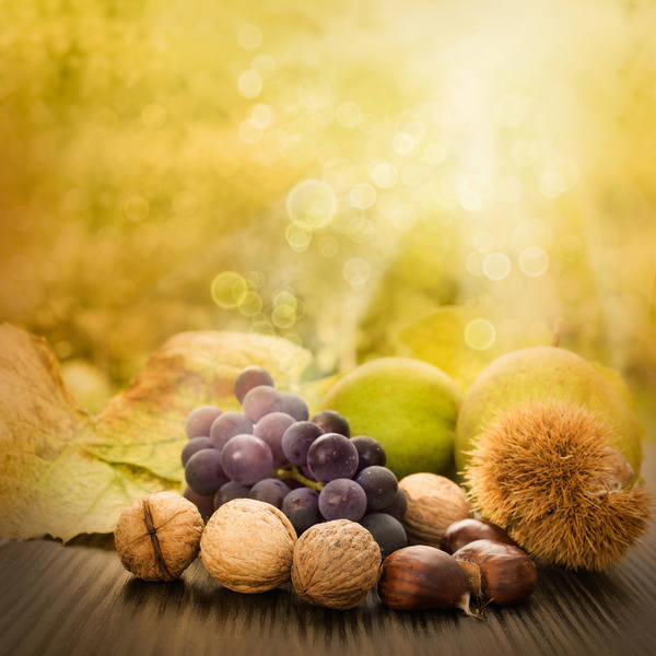 This jpeg image - Autumn Background with Nuts and Fruits, is available for free download