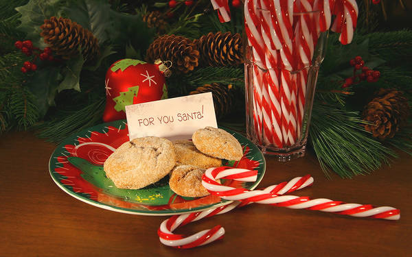 This jpeg image - Candy Canes and Santa Cookies Christmas Background , is available for free download