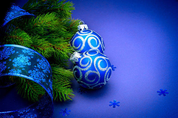 This jpeg image - Christmas Background with Blue Christmas Balls, is available for free download