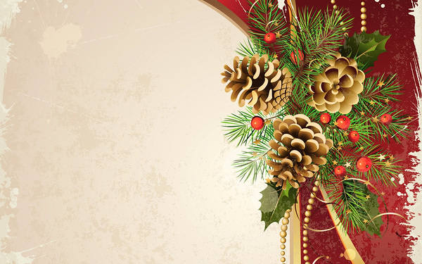 This jpeg image - Christmas Background with Pine Cones, is available for free download