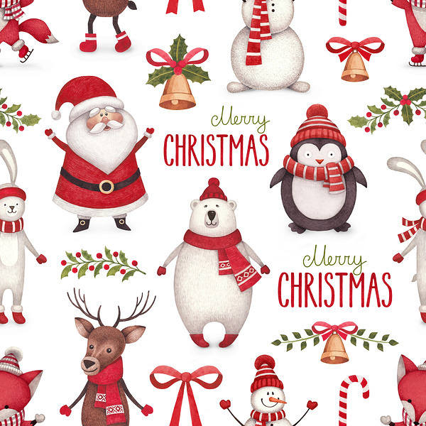 This jpeg image - Christmas Background with Polar Bear Cartoon, is available for free download