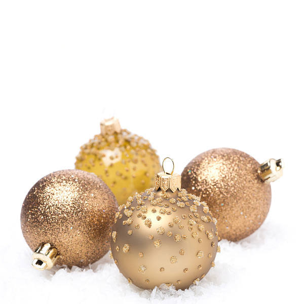 This jpeg image - Christmas White Background with Golden Christmas Balls, is available for free download