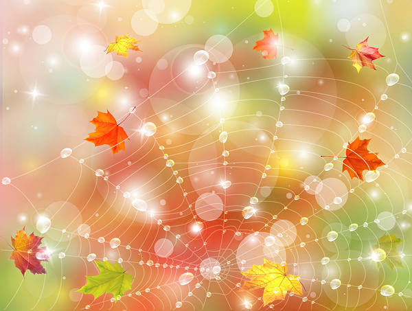 This jpeg image - Fall Background with Leaves and Web, is available for free download