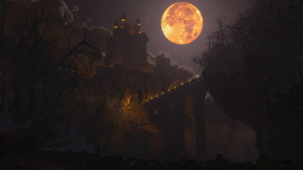 This jpeg image - Halloween Haunted Castle Background, is available for free download
