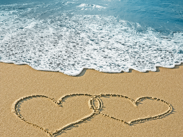 This png image - Romantic Sea Background with Hearts in the Sand, is available for free download
