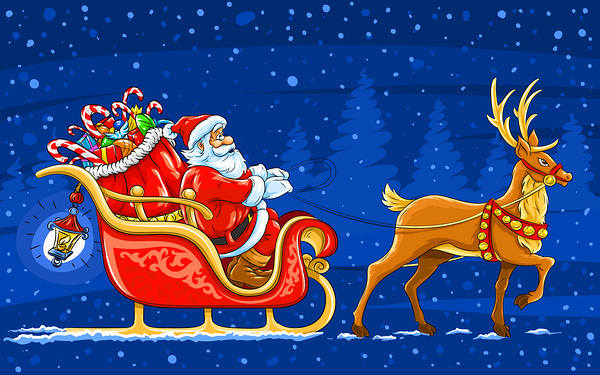 This jpeg image - Santa with Sleigh Blue Background, is available for free download