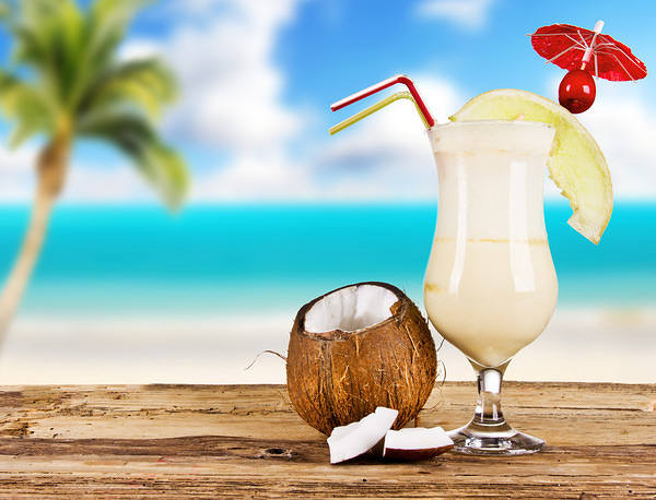 This jpeg image - Tropical Beach Coconut Cocktail Background, is available for free download